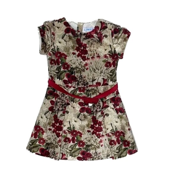 ❤️ MAYORAL Floral Dress with Red Accents Size 4 - Picture 1 of 4